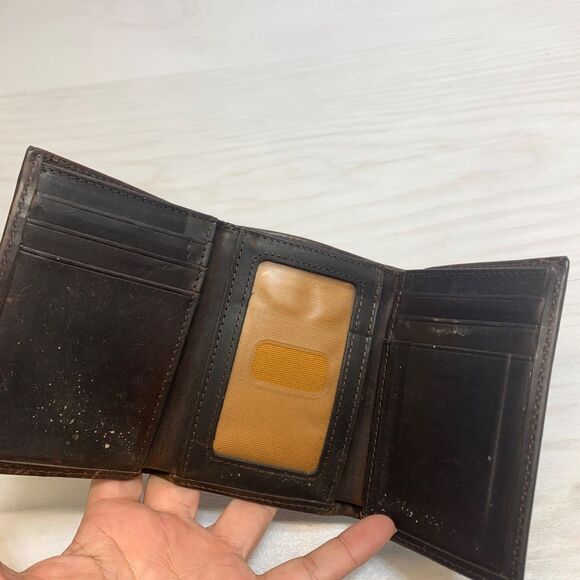 Carhartt Mens Brown Leather Trifold Wallet - Picture 6 of 8
